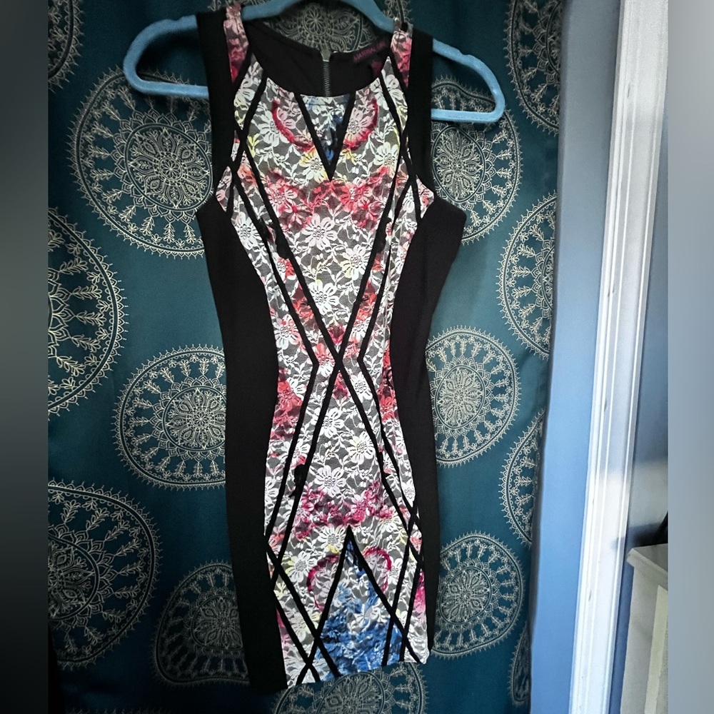Fitted black and floral lace overlay
